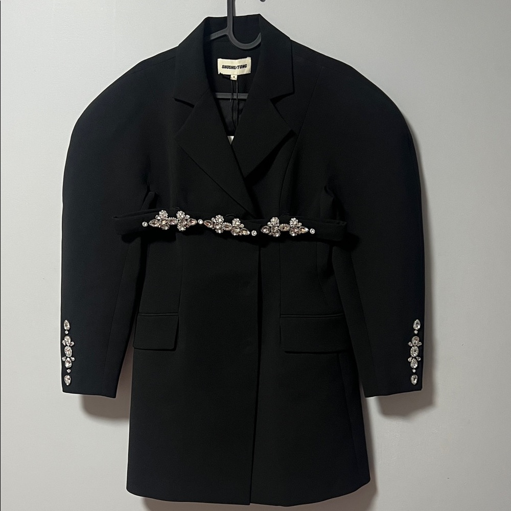 Elegant Black Blazer dress with Crystal Embellishments! - Picture 9 of 16